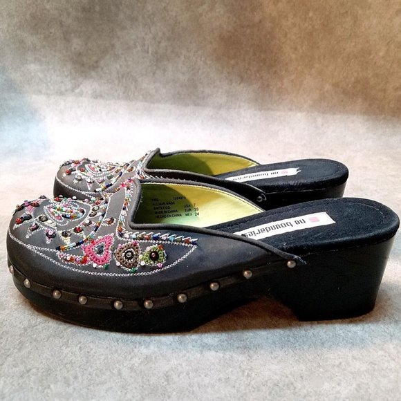 No Boundaries Womens Fire Size 7 Gray Slip On Beaded Platform Mules - Picture 5 of 11